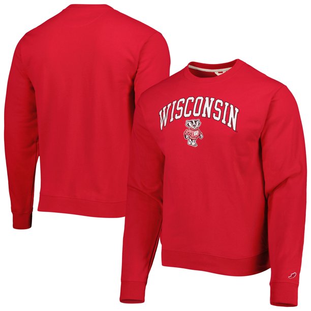 Men's League Collegiate Wear Red Wisconsin Badgers 1965 Arch Essential Fleece Pullover