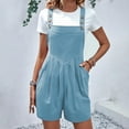 thumbnail image 3 of UYISJ Women's Short Rompers Summer Casual Sleeveless Adjustable Strap Loose Fit Short Cotton Overalls Jumpsuit with Pockets Light Blue L, 3 of 7