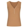 thumbnail image 6 of Vest Top for Women V Neck Half Button Tee Shirts Sleeveless Summer Tank Tops Sexy Loose Casual T-Shirt Hawaii Cami Top Plain Going Out Blouses Tunics Tanks Ladies UK, 6 of 7