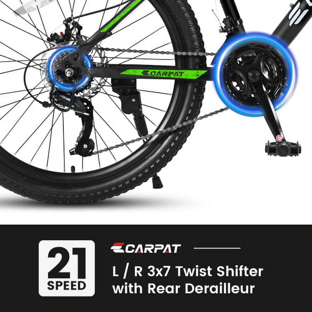 SUWU 24/26 Inches Wheels Mountain Bike High Carbon Steel Mountain Bicycles for Adults All-Terrain Tires 21-Speed MTB Suspension Fork Dual Disc Brakes for Womens Mens