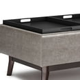 thumbnail image 3 of Owen 34 inch Wide Mid-Century Modern Tray Top Small Coffee Table Storage Ottoman in Distressed Grey Vegan Leather, 3 of 8