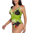 thumbnail image 2 of Disketp Let it Sushi PrintWomen's Ruffled One Piece Swimsuit V Neck-X-Large, 2 of 8