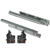 DTC Pair of 20-Inch D-Motion Frameless Three-Section Bottom Rail Full Extension, Heavy Duty Undermount Drawer Slides with Side Damping Buffer Feature Soft Close, Zinc Plated