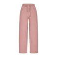 thumbnail image 4 of KkSLirnhs Pants for Women Jeans Women's Summer Solid Color Casual Drawstring Wide Leg Ankle Pants with Pockets Pink XL, 4 of 9