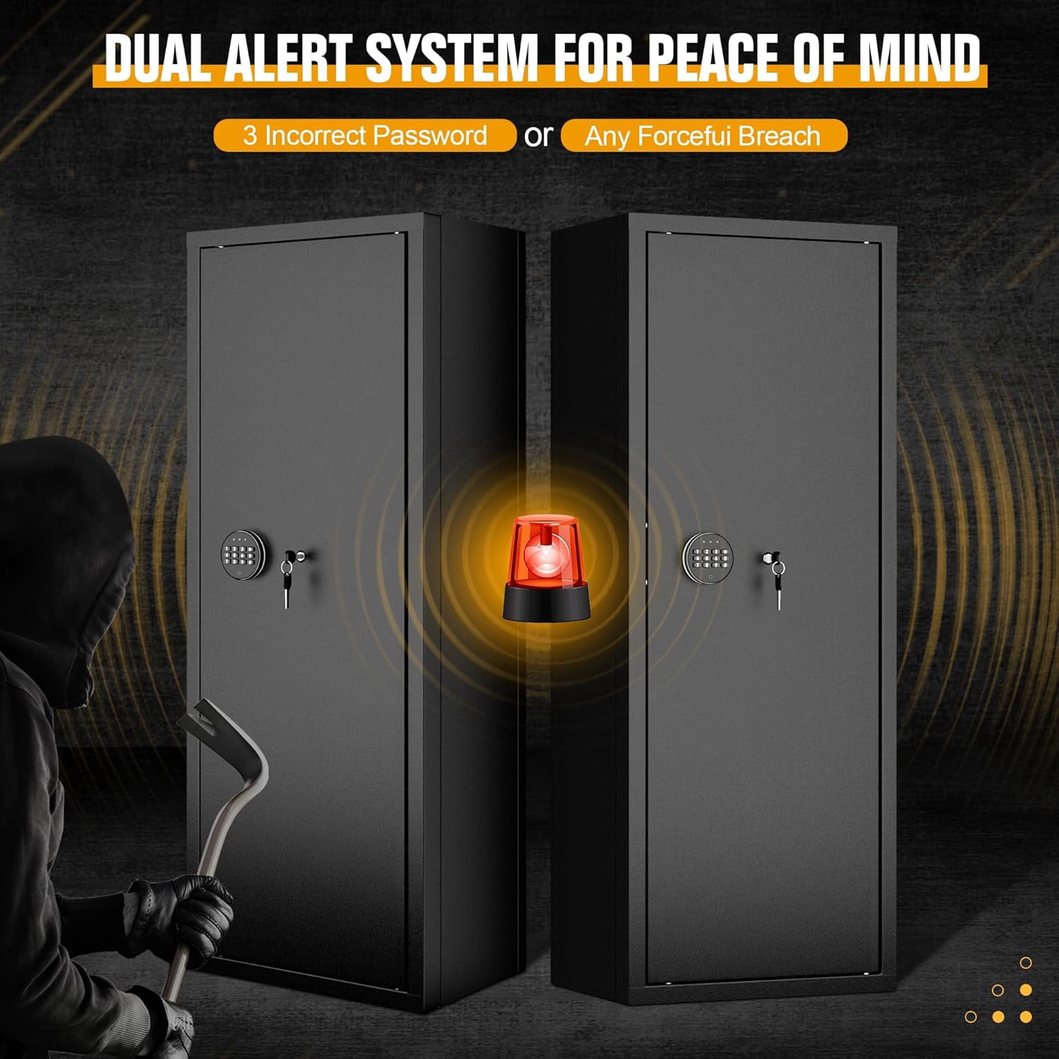 SOLAURA 10-14 Gun Safe, Quick Access Long Gun Safe for Home Rifles and Pistols, Large Gun Cabinet with Adjustable Shelves for Home, Office(Assembly Required)