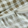 thumbnail image 6 of Tan Gingham Ruffle Duvet Cover Queen Size, 3 Pieces Taupe Soft Pre-Washed Microfiber Checked Plaid Comforter Cover Set, Vintage Farmhouse Bedding Set(Tan Gingham, Queen 90"x90"), 6 of 9