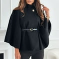 thumbnail image 3 of HTNBO Womens Batwing Sleeve Poncho Pea Coats Oversized Belted Trendy Casual Stand Collar Cloak Cape Coats, 3 of 7