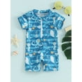 thumbnail image 3 of Musuos Toddler Boys Rash Guard Swimwear 3 6 12 24M 3T Cartoon Marine Life Print Short Sleeve Swimsuits Front Zipper Bathing Suits, 3 of 10