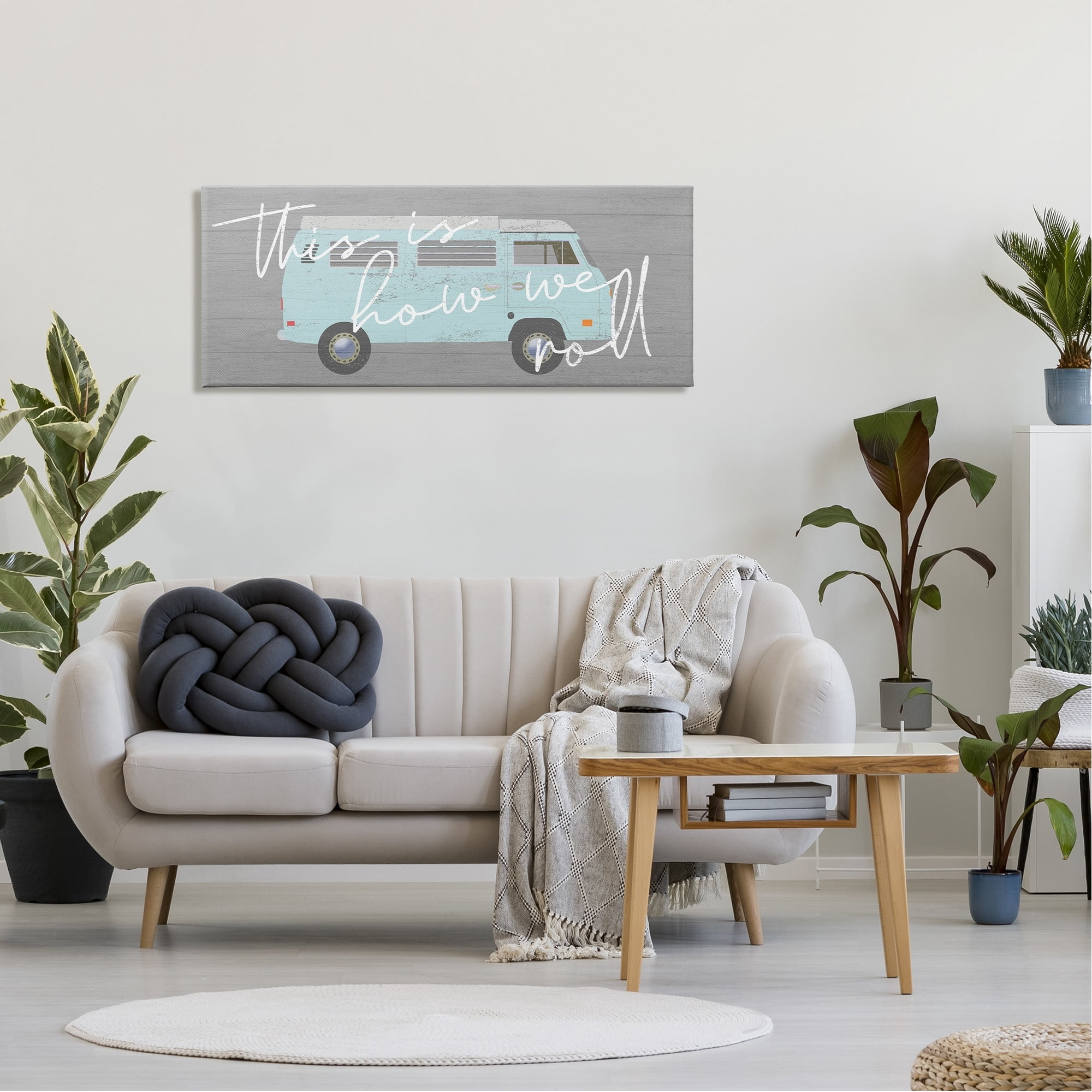 Stupell Industries How We Roll Blue Travel Van Bus Vintage Calligraphy Graphic Art Gallery Wrapped Canvas Print Wall Art, Design by Daphne Polselli