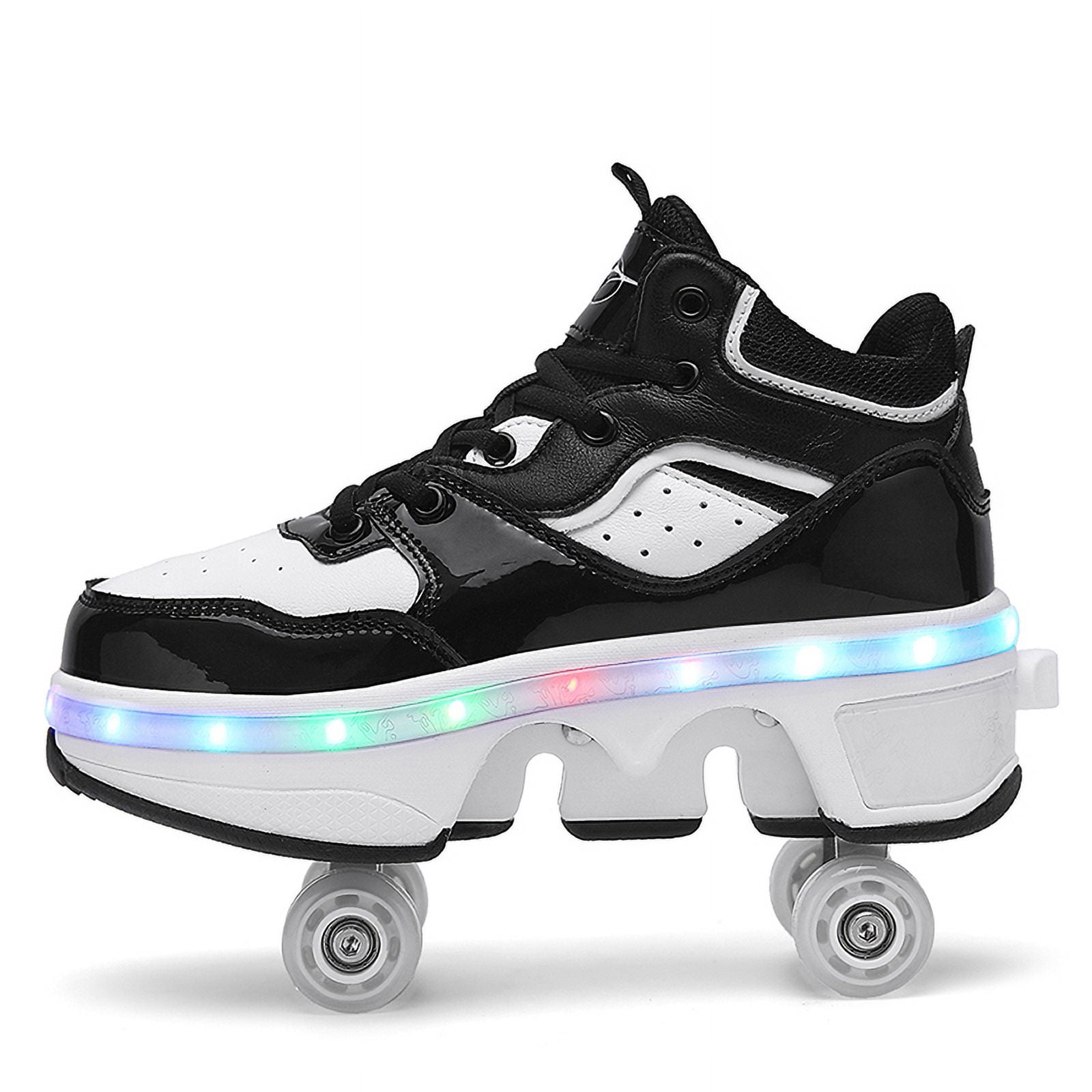 Roller Skates for Women Men, Shoes with Wheels for Girls, Kick Rollers Shoes Retractable for Boys, Adult Parkour Quad Roller Shoes, Inline Skates Children's Outdoor Skates