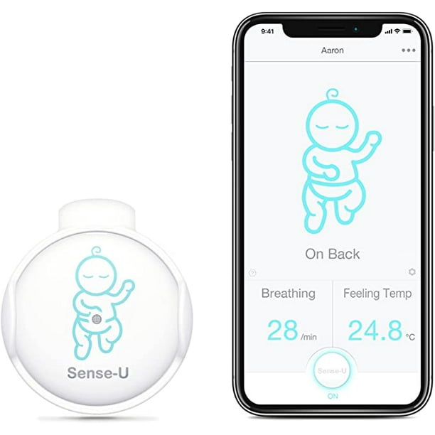 Sense-U Baby Breathing Monitor - Tracks Baby's Breathing Movement,  Temperature, Rollover and Sleeping Position for Baby Safety with Audio  Alarm on