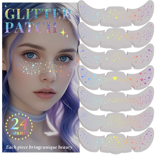 Parches de maquillaje con purpurina para pecas BESNEL holográficos, 24 unidades