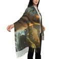 thumbnail image 4 of Honeii Streamside Meditating Fox Print Scarf Oversized Scarf Tassel Fall Winter Thick Scarf Warm Shawl Women,Women's Scarves & Wraps, 4 of 8