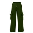 thumbnail image 6 of ManxiVoo Women's Casual Drawstring Waist Wide Leg Pants with Pockets Comfortable Soft Lounge Athletic Trousers L Size Blackish Green, 6 of 7