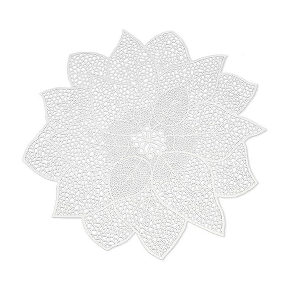 European Antique Jacquard Lace Table Doilies, Small Farmhouse Linen Embroidered Table Topper Scarf Place Mat Rustic Table Cover Vintage Crochet Placemats (Flower Shape, Diameter 15Inch)