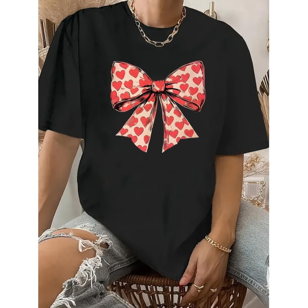 Camiseta de Mujer de Verano BásicaA Round-Neck Printed T-Shirt, Vintage Casual Printed Top for Women.Father's Day, Mother's Day, New Year, Spring Festival, Valentine's Day, Independence Day, birthda
