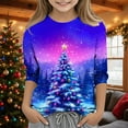 thumbnail image 2 of BFHHYA Kids' Boys Girls Christmas T-Shirt - Christmas Tree Printed 3/4-Sleeve Crew Neck Top for Daily Holiday Wear (3-12Y), 2 of 5