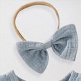 thumbnail image 7 of Baby Onesies Girl Newborn Baby Girl Ruffle Bubble Romper Summer Outfit Puff Sleeve One Piece Bodysuit with Headband Set, 7 of 7