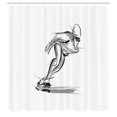 thumbnail image 2 of Ambesonne Sports Shower Curtain, Sketch Style Skater Guy Art, 69"Wx70"L, Charcoal Grey White, 2 of 4