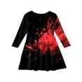 thumbnail image 4 of Abcomgle Girls Long Sleeve Dresses 7-8 Bl*oody Splatter Halloween T Shirt Dresses for Girls Cute A-Line Long Sleeve Dress Outfits Holiday Crewneck Swing Dress Clothes for Girls,3-4 Years, 4 of 5