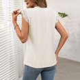thumbnail image 4 of Plus Size Tank Tops for Women Sleeveless Lace Splicing Hollow Solid Color Round Neck Casual T-Shirt Beige L, 4 of 5
