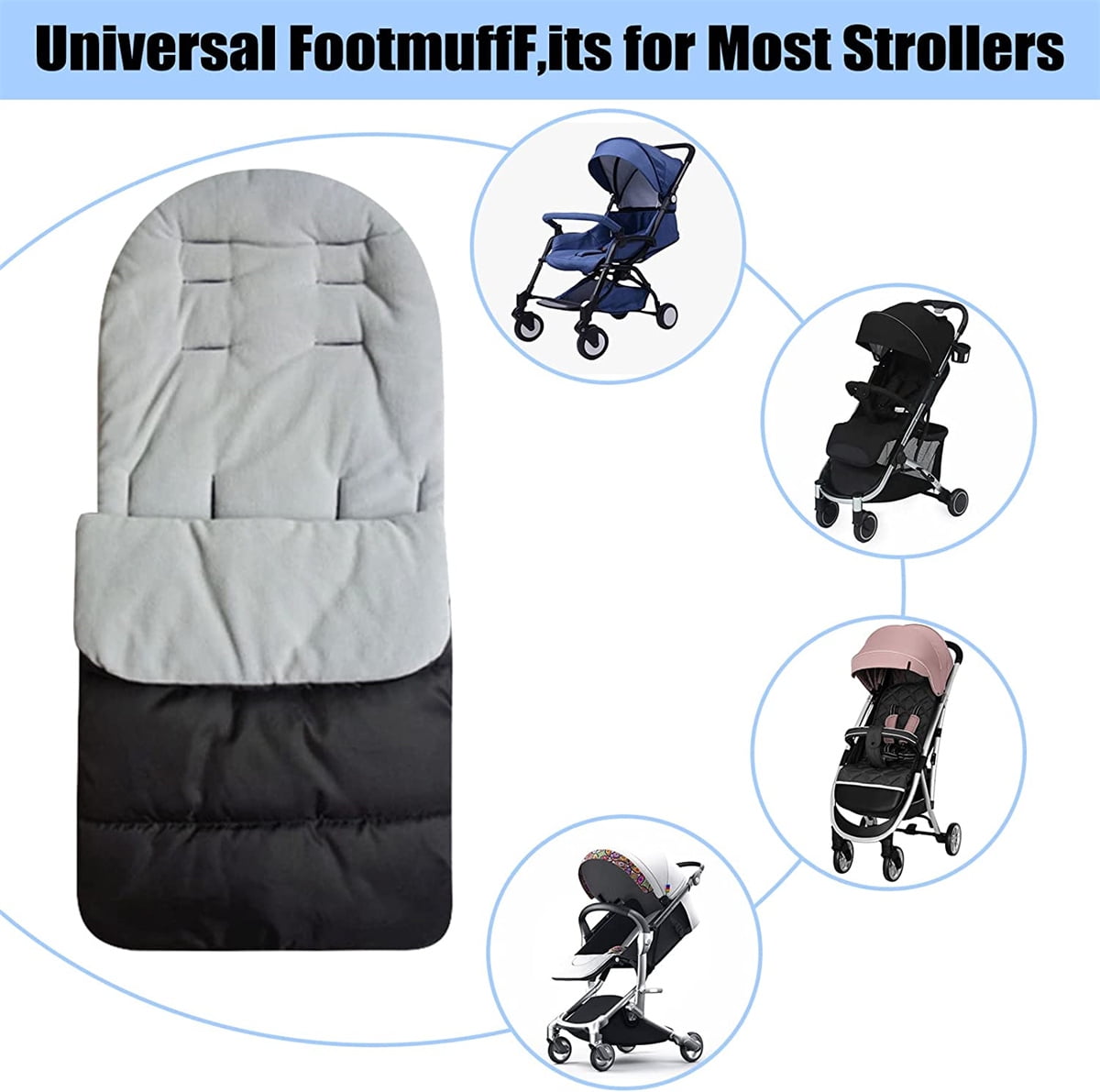 Casewin Baby Sleeping Bag Universal Stroller Footmuff Cover,All Season Toddler Warm Cosy Toes for Buggy footmuff,Stroller Annex Mat Foot Cover Waterproof Windproof Cold-Proof Detachable White