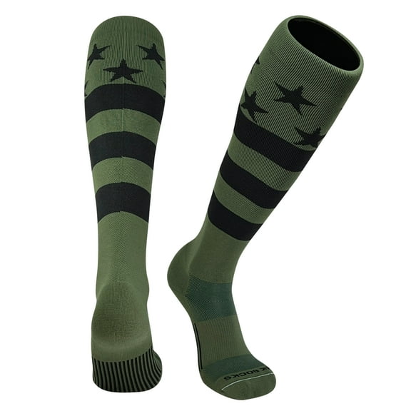 Mk Socks USA Flag Olive Black Military Stars & Stripes Knee-High Long Sports Socks (XS)