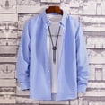 thumbnail image 2 of Wxolcjlv Mens Striped Button Down Shirt Classic Turn Down Collar Office Blouses, 2 of 4