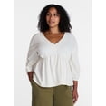 thumbnail image 2 of Time and Tru Women's Long Sleeve Poet Sleeve Broderie Anglaise Top, Sizes XS-XXXL, 2 of 6