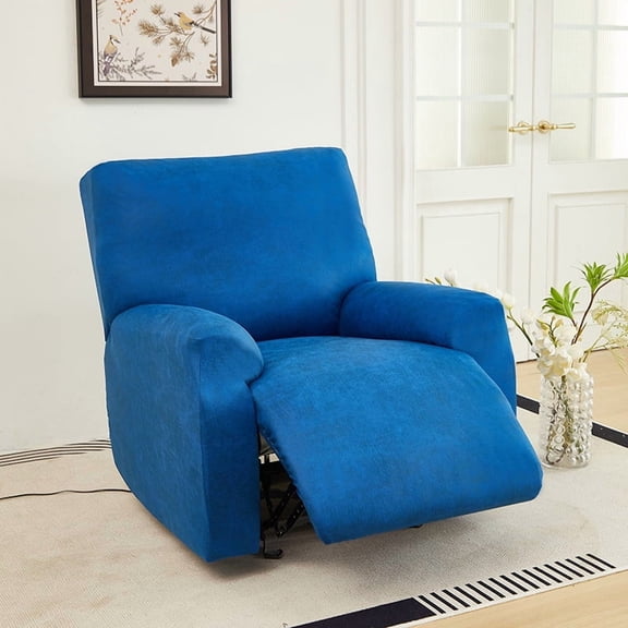 XmhyTop-A Blue Non-Slip Sofa Cover, Leather-Like Chair Cover, Pet Proof Recliner Slipcover, Non-Pilling & Washable, 1 Piece,1-Seater