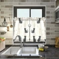 thumbnail image 4 of Yayeee Kitchen Curtains Tier Pair Light Filtering 27"x36" Rod Pocket Short Cafe Window Panel, Black Cute Cats, 4 of 7