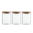 thumbnail image 1 of Airtight Glass Canister Set of 3 Clear Glass Storage Jars with Bamboo Lids, 1 of 3