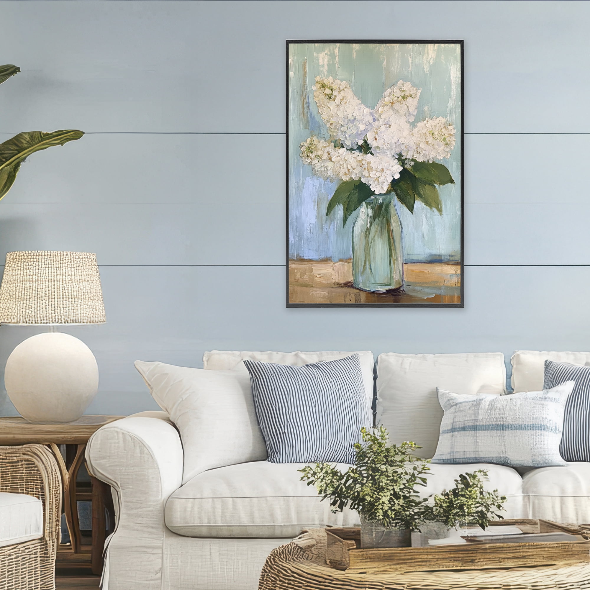 Stupell Industries Tall Flowers in Glass Vase Black Framed Giclee Art, design by Petal Prints Design