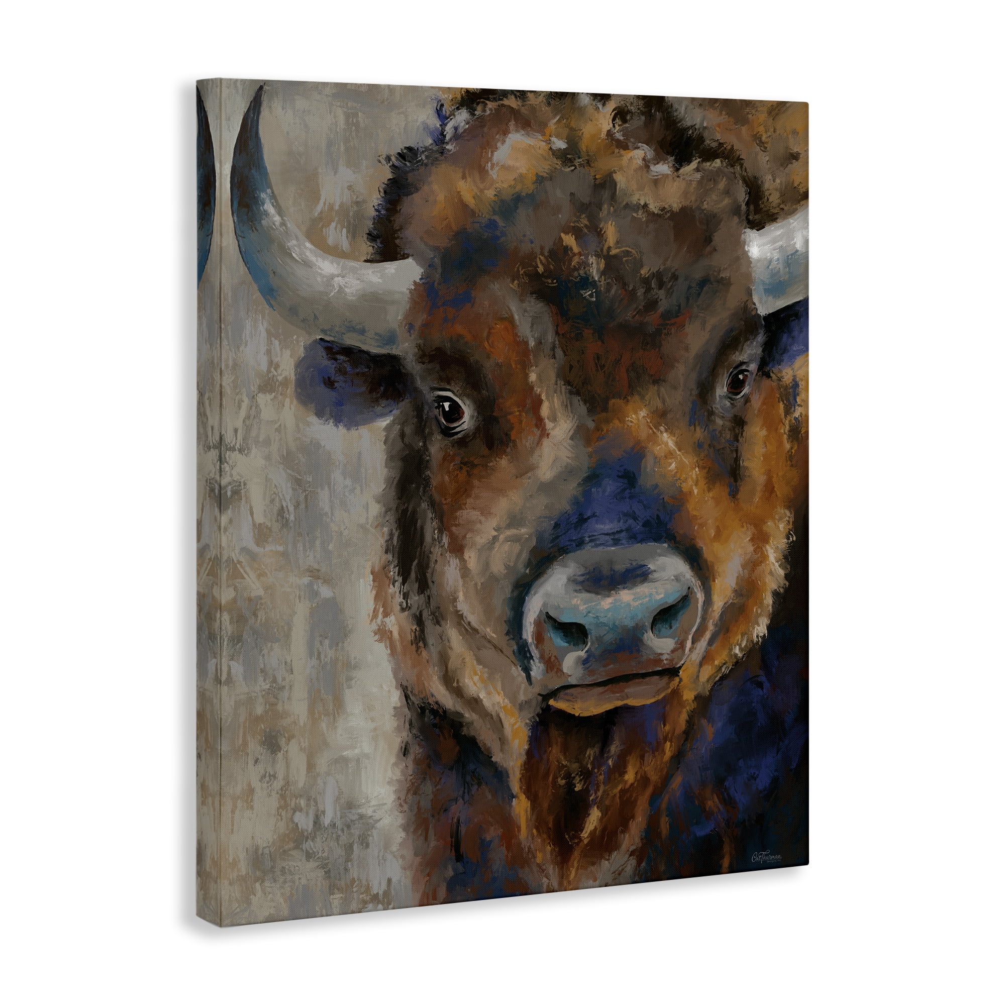 Stupell Industries Bison Rustic Portrait Animals & Insects Painting Gallery Wrapped Canvas Art Print Wall Art, 36 x 48