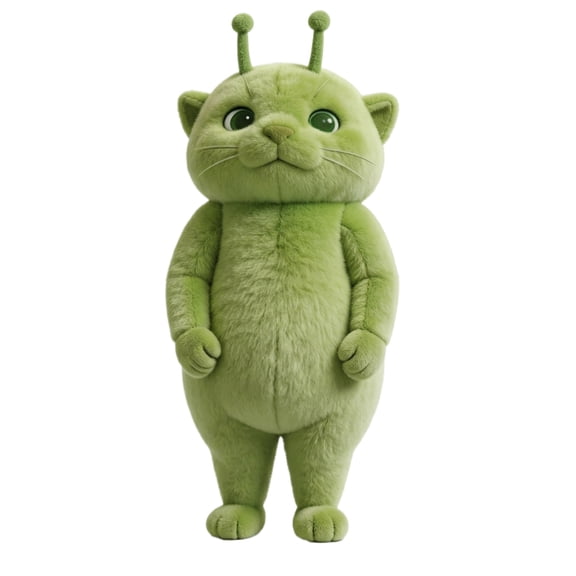 Green Alien Cat Plush Toy, 1 Piece Soft Stuffed Animal For All Ages And Collectors