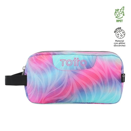 Estuche Escolar Escuadra RPET Glitter Rosado Fritz
