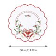 thumbnail image 3 of Cififendec Christmas Embroidered Placemat, 11.81", Christmas Scalloped Edge Table Mat for Candle Centerpiece Arranging and Tabletop Decoration, 3 of 6