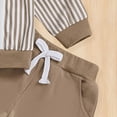 thumbnail image 7 of TOWED22 Toddler Baby Boy Clothes Color Block Long Sleeve Sweatshirt Tops + Pants Fall Winter Outfits 2 Piece Set,Khaki,2-3 Y, 7 of 7
