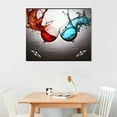 thumbnail image 2 of JRXY  Wall Art Decor Large Canvas Print Picture Abstract Red Wine Glass Blue and Red Wine Cup Painting Artwork for Dining Room Kitchen Home Decor Stretched and Framed Ready to Hang 16x12in, 2 of 4