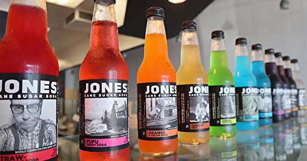 Jones Soda 12 ounce Glass Bottles (Blue Bubblegum, 12 Bottles)