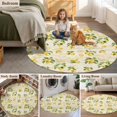 thumbnail image 6 of Round Area Rug 3ft,Summer Farm Lemon Washable Carpet Non-Slip Runner Accent Rugs Indoor Floor Mat for Bedroom Living Room Decor,Vintage Country Fruit on Newspaper, 6 of 9