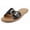 Black Pu, variant on Women’s Slide Sandals – Flat Slip-On Sandals with Gold Buckle Detail, Open Toe Casual Comfort Sandals SIRAN Gold 10