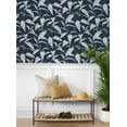 thumbnail image 4 of NextWall Dark Blue Pinstripe Leaf Trail Peel and Stick Wallpaper, 4 of 9