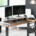thumbnail image 3 of VIVO Vintage Brown Height Adjustable 36" Standing Desk Monitor Riser Black Frame, 3 of 9