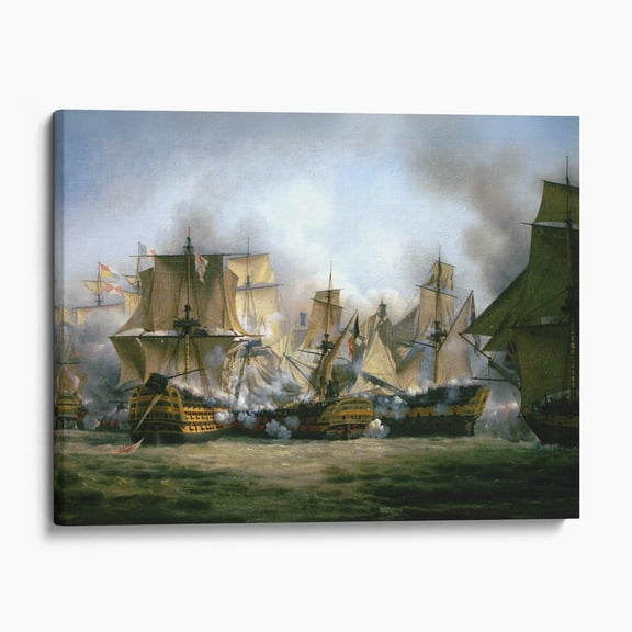 The Redoutable Fighting the Temeraire and HMS Victory at Trafalgar Canvas Wall Art Print