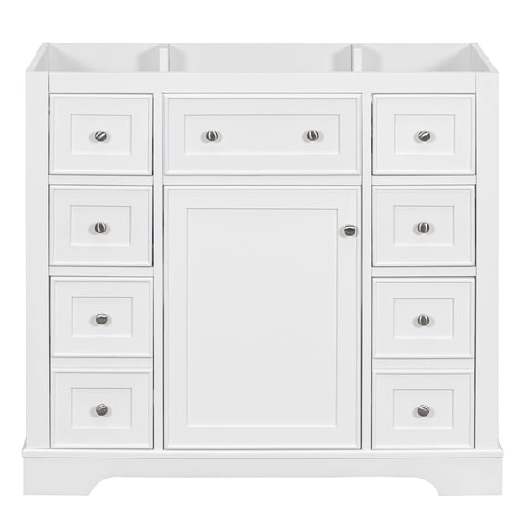MAYEERTY 36" Bathroom Vanity without Sink Cabinet Base 1 Cabinet 6 Drawers White
