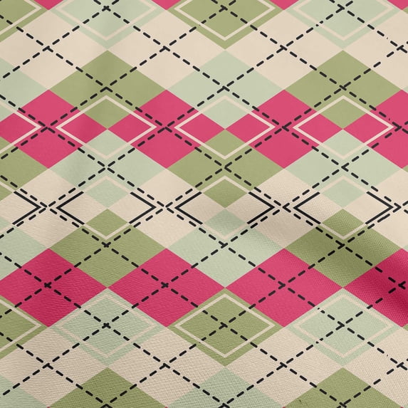 oneOone Cotton Cambric Pink Fabric Check Quilting Supplies Print Sewing Fabric By The Yard 42 Inch Wide