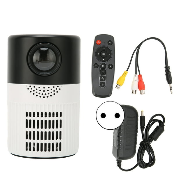 Mini proyector portátil HD 1080P con sonido cinematográfico y refrigeración por ventilador dual - Enchufe de la UE (negro/blanco)