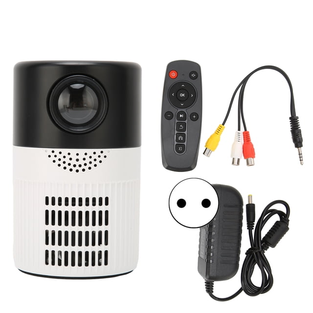 Mini proyector portátil HD 1080P con sonido cinematográfico y refrigeración por ventilador dual - Enchufe de la UE (negro/blanco)
