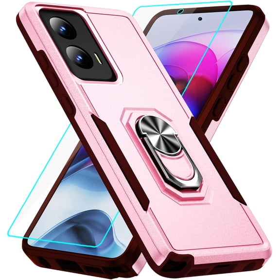 HCTian for Moto G Stylus 5G 2024 Case with Screen Protector: Shockproof Military-Grade Heavy Duty with Ring Kickstand Phone Case for - Motorola G Stylus 5G 2024